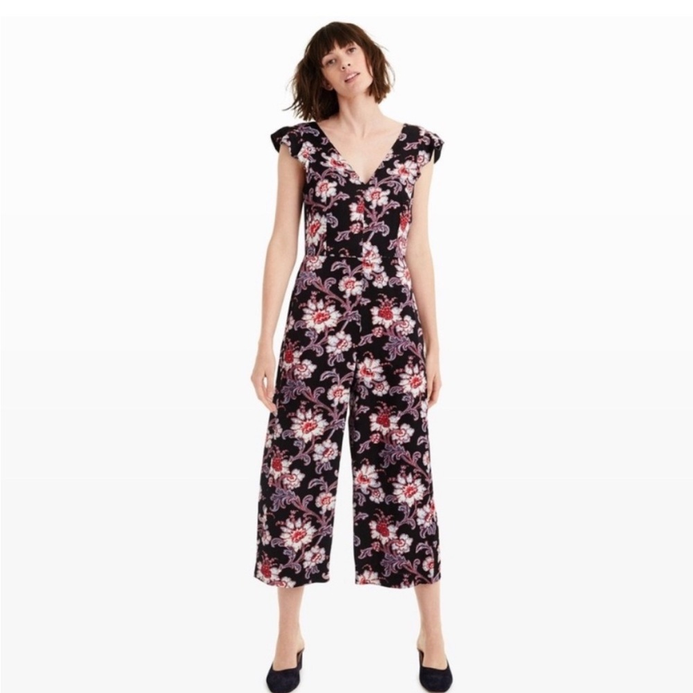 Club Monaco Black Floral Jumpsuit